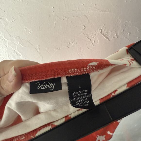 Vanity Y2k Hawaiian Large Red White Floral Strapless Tube Top Beach Summer - Picture 7 of 7